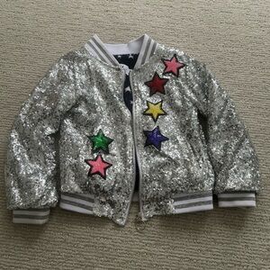 Lola + The Boys Sequin Star Bomber Jacket Size 130
